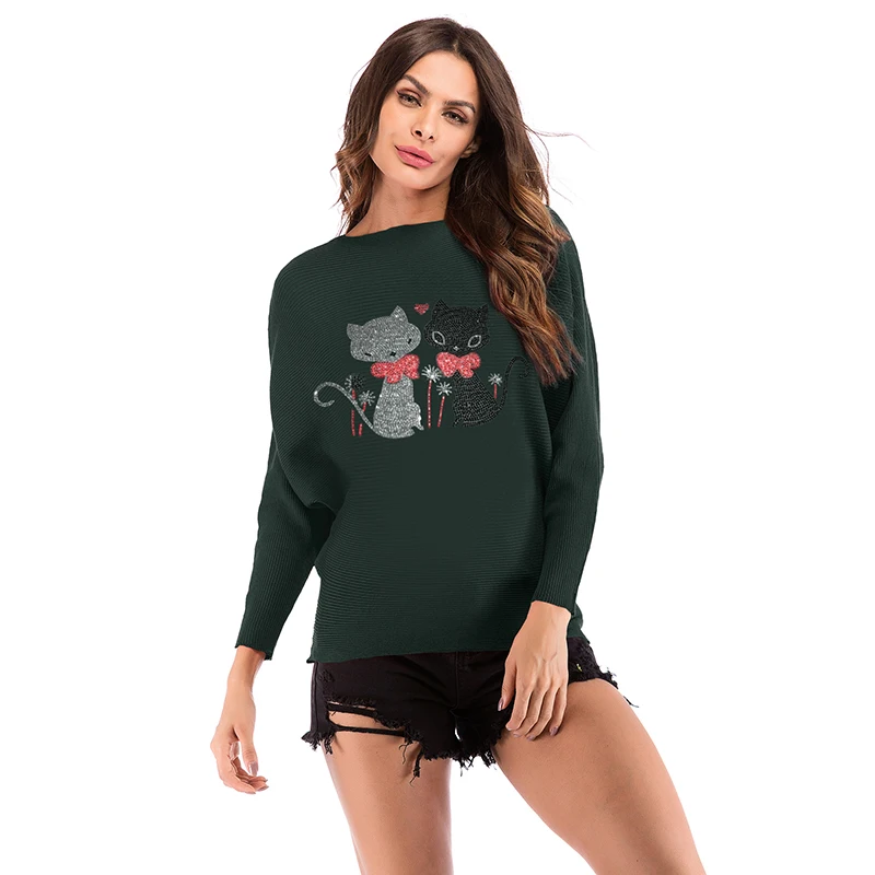 Autumn And Winter Women'S Cute Cat Pattern Sweater Sweater Women'S Sweater Round Neck Soft Collar Pullover Ladies Sweater 5843 Autumn And Winter Women'S Cute Cat Pattern Sweater Sweater Women'S Sweater Round Neck Soft Collar Pullover Ladies Sweater 5843