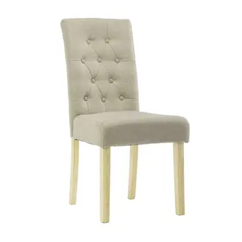 

(DE) 2 PCS Modern Dining Chairs Linen Fabric Soild Wood Lounge Upholstered Chair Padded Seat High Back Home Stool For Home Decor