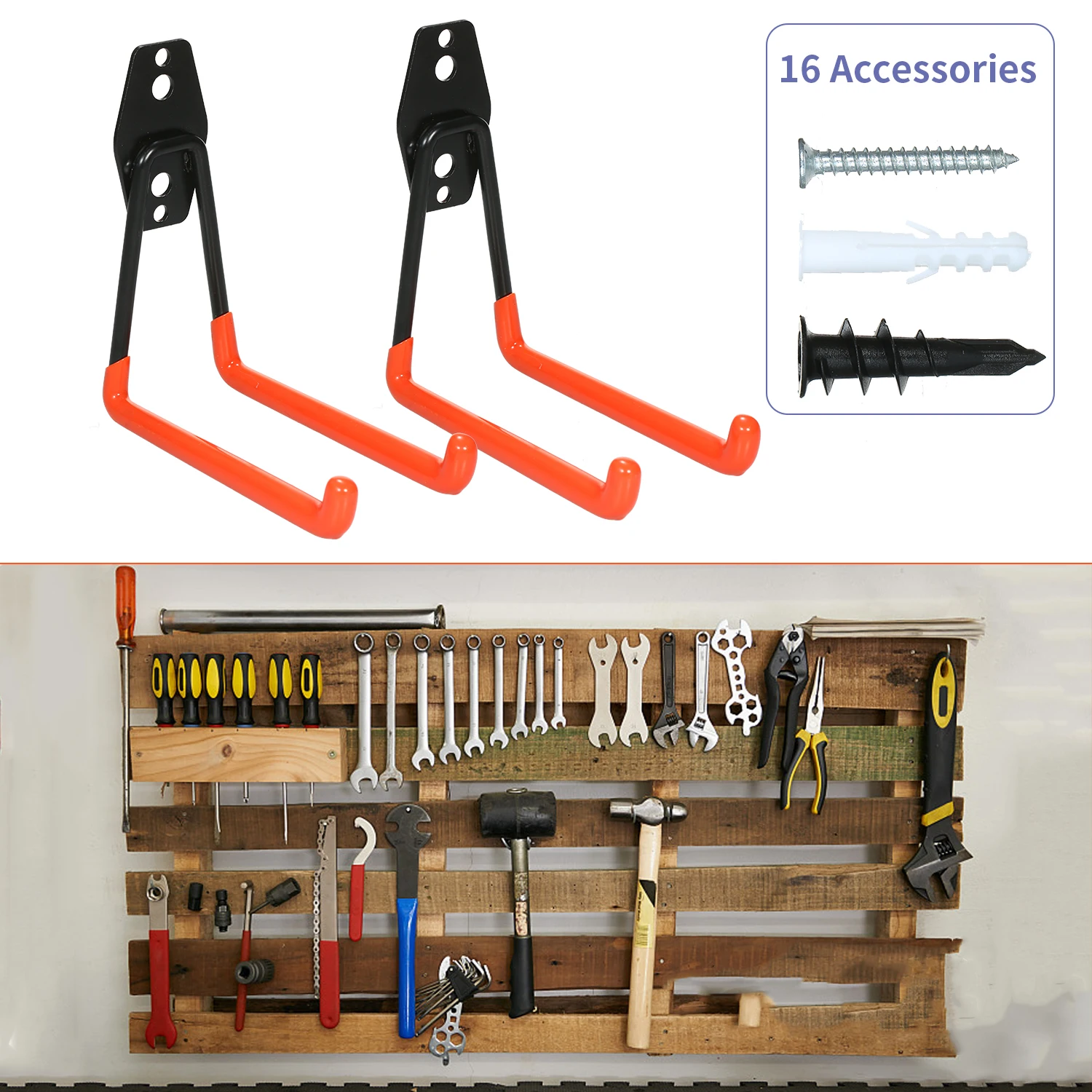 Складской крюк для гаража для хранения, двойные крючки, сверхмощный органайзер для гаража, для электроинструментов, лестницы, Оптовые предметы, велосипедные канаты