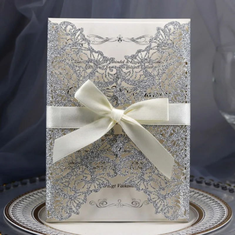  Elegant Laser Cut Wedding Invitation Cards Greeting Card Customize Business Greeting Cards Decor Pa - 4000568096870