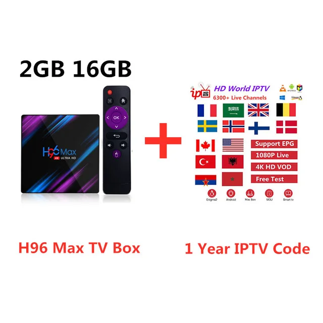 2G16G(12 month IPTV) H96 Max Smart Android 9.0 TV Box 4K HDR USB3.0 Google Play Media Player with 1 Year Gator IPTV Subscribtion Home Set Top Boxes - Цвет: 2G16G(12 month IPTV)