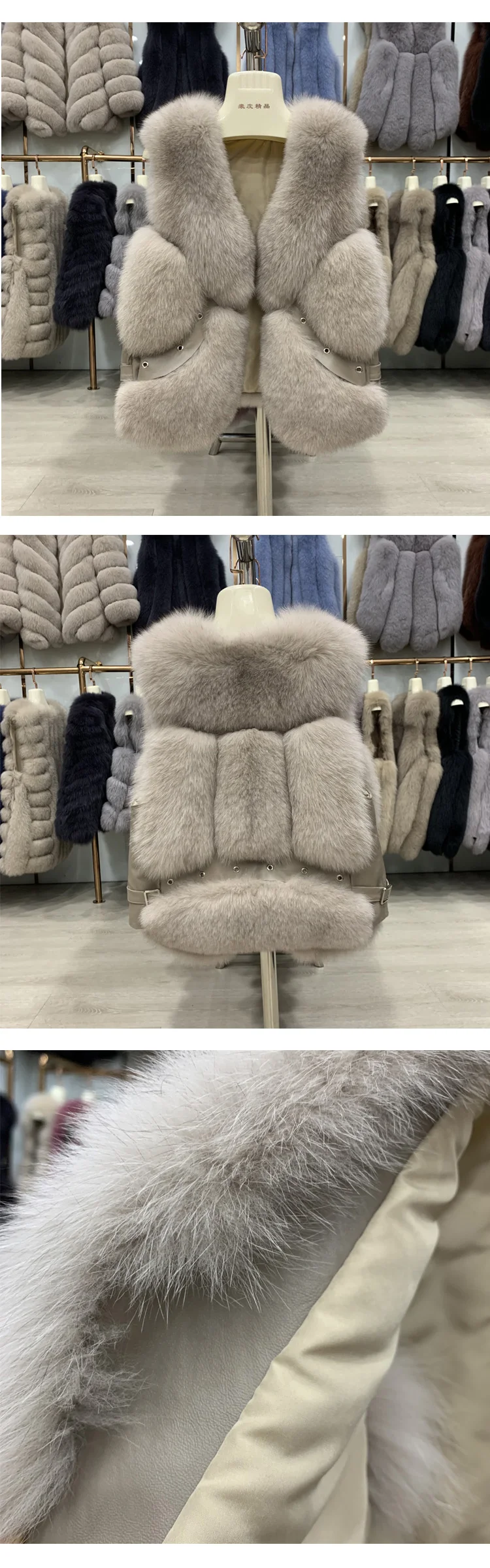 Короткий натуральный мех лисы Жилет, финский меховой жилет, Женская куртка, Зимний меховой жилет, длина 60 см