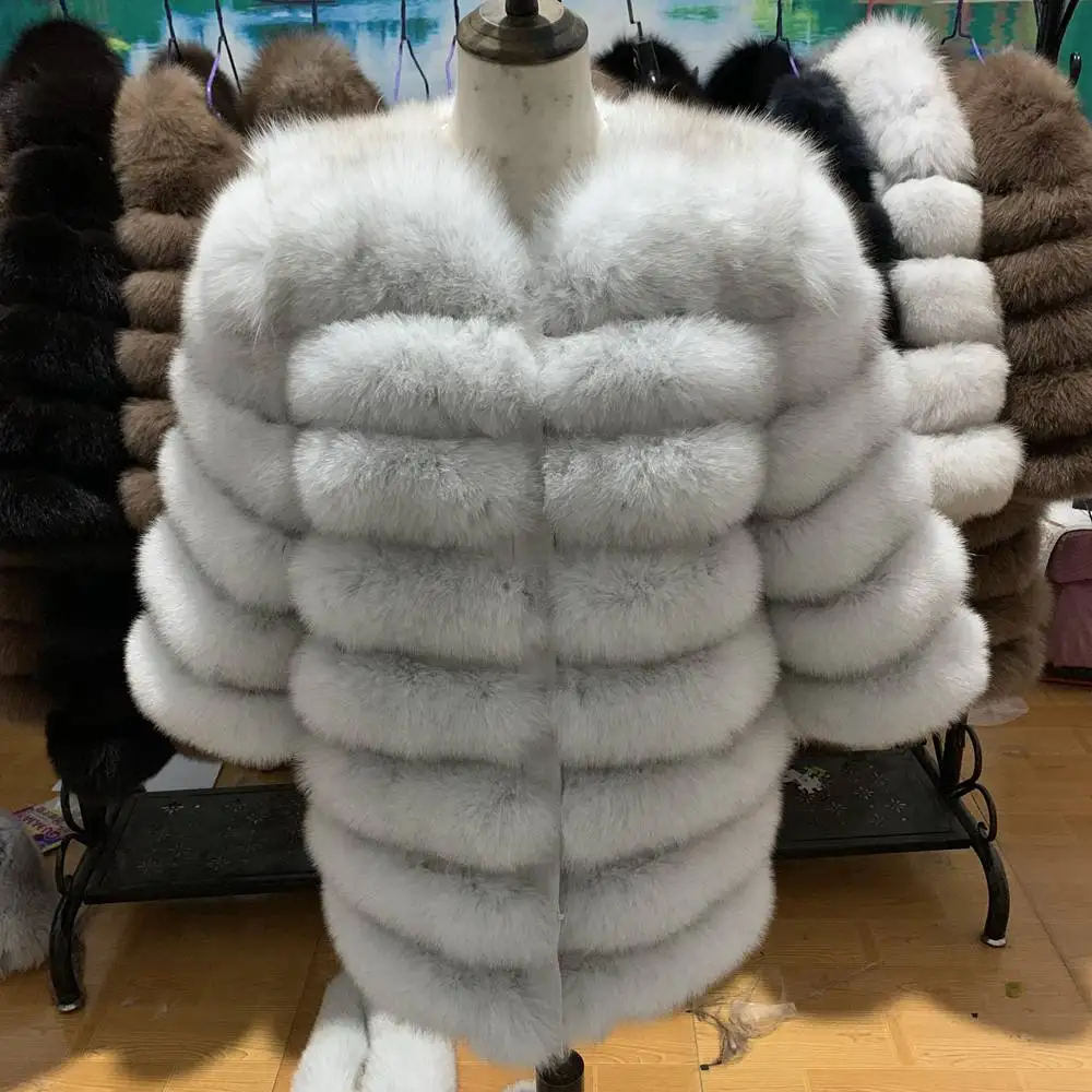 Originally white Новое поступление, Женское зимнее плотное меховое пальто, натуральный Лисий мех, жилет высокого качества, Лисий жилет, меховой жилет - Цвет: Originally white