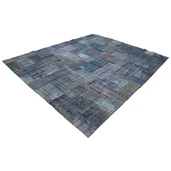 

251x302 Cm Blue Handmade Patchwork Rug-8x10 Ft