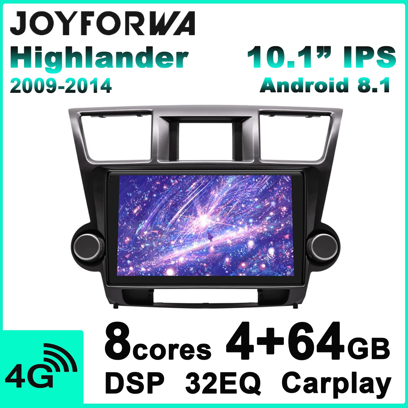 Автомобильный мультимедийный радиоприемник DSP Carplay 10 1 дюймов Android 8 для Toyota Highlander