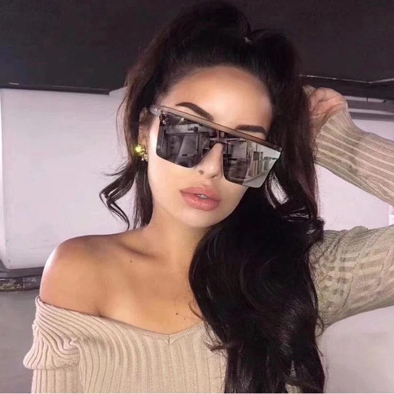 

Kim Kardashian Square Sunglasses Women Vintage Retro Flat Top Shield Black Sun Glasses Female Luxury Designer Oversized