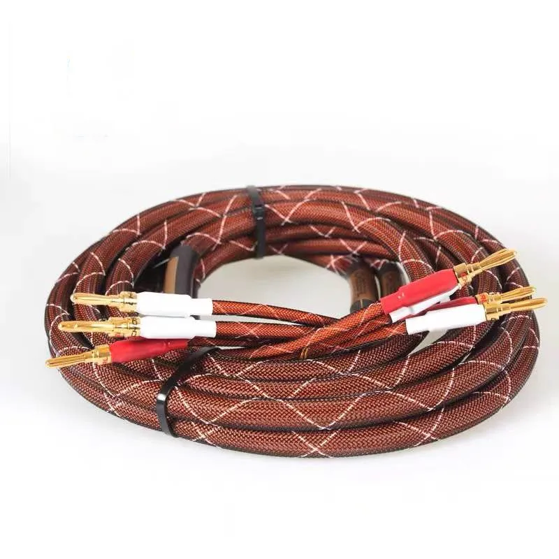 LB-5110 Oxygen-free Copper Audiophile HI-FI Speaker Cable with Banana Plug Connector 4N OFC HIFI Speaker Wires