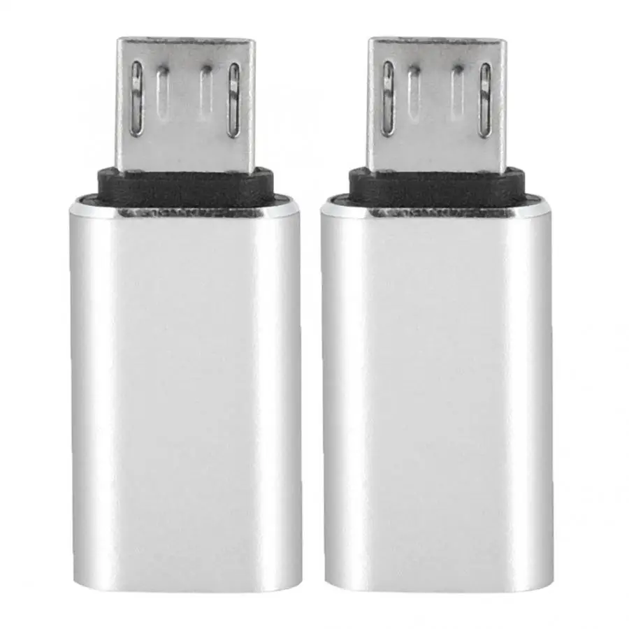 Серебристый 2 шт. тип-c Женский к Micro USB Мужской Android телефоны кабели адаптер тип-c к Micro USB3.0 телефон зарядка конвертер данных - Цвет: Серебристый