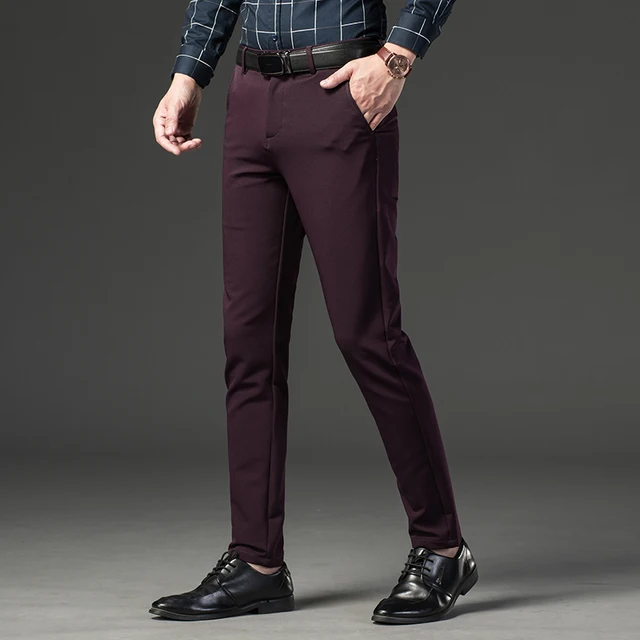 Slim Burgundy Wool-blend Modern Tech Suit Pant | Express