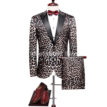 

2020 Men Slim Fit Flower Suit Dress Two-piece Set Marriage Suit Suit