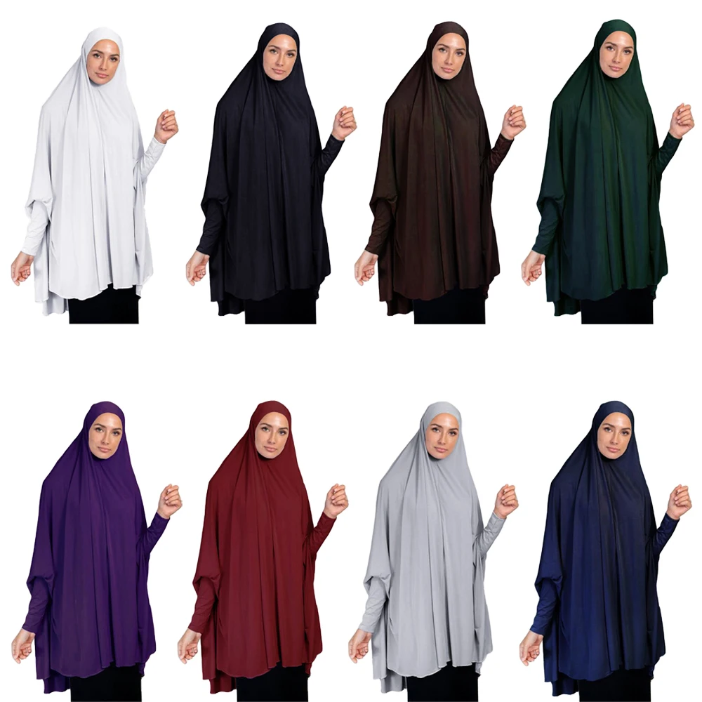 Muslim Long Khimar Hijab Large Scarf Amira Prayer Abaya Women Overhead Arab