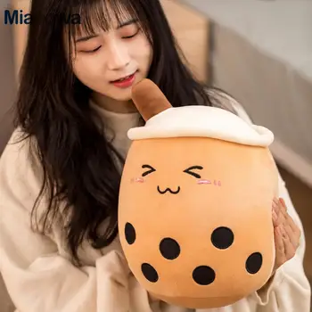 25 70cm cute cartoon Fruit bubble tea cup shaped pillow with suction tubes real life I Wanna Hug One!