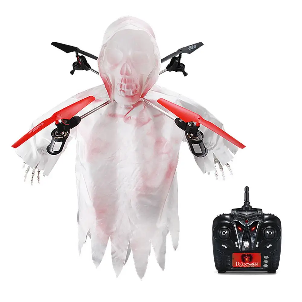 

Halloween Terror Ghost Remote Control 4-axis UAV Aircraft Scary Haunted Tricky RC Toy Theme Party Decorations with Light