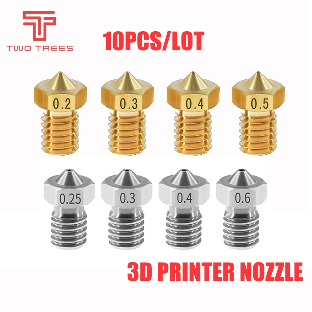 3D Printer V5 V6 Hardened Steel Die Nozzle 0.4mm M6 thread for 1.75mm filament. 
