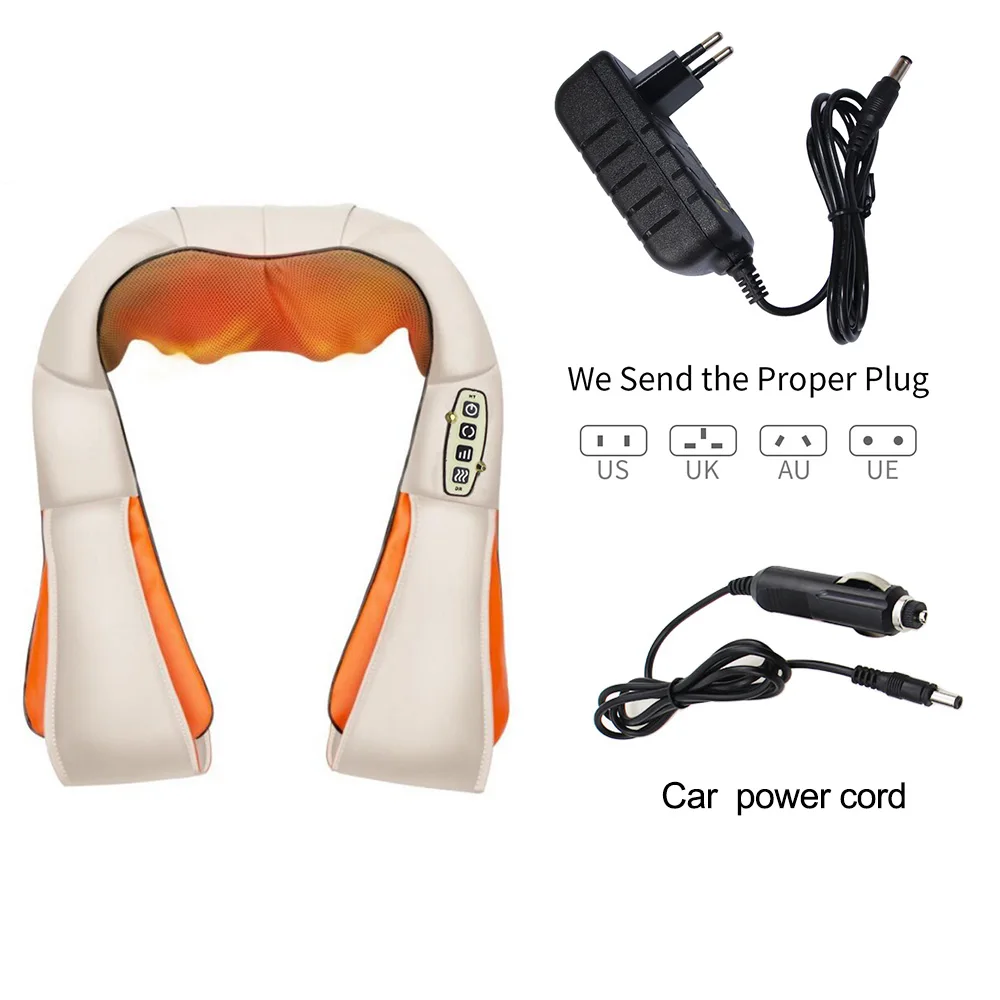 U Shape Massager Electrical Shiatsu Back Shoulder Neck Massager Multifunctional Shawl Infrared Heated Kneading Car/Home Massage