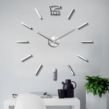 

47 inch Large 3D Wall Clock Watch 3D DIY Clocks Silent Acrylic Mirror Stickers Living Room Decor Quartz Needle Modern Design