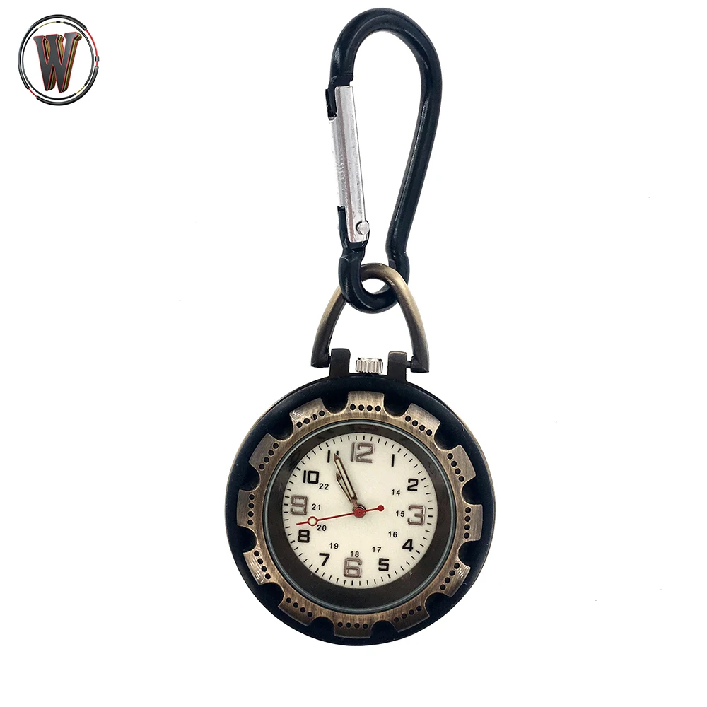 Vintga Ретро Гладкие Черные карманные часы Бронзовый польский кварц брелок карманные часы Подвеска с карабином крюк клип сильные светящиеся часы - Цвет: Green Bronze