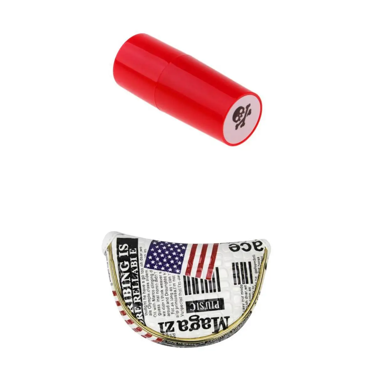 PU Golf Mallet Head Cover Center Putter Sleeve and Golf Ball Stamp Skull Stamper Seal Impression Symbol Golf Accessories