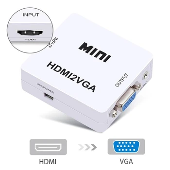 

Mini Conversor HDMI To VGA Conector Adapter Audio HDMI2VGA 1080P To PC Laptop Para Projector HDTV Com Conversor