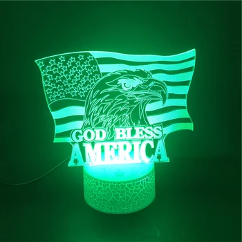 

God Bless America 3D Lamp The Alarm Clock Base Nightlight for Christmas Decoration Battery Powered Usb Led Night Light Lamp