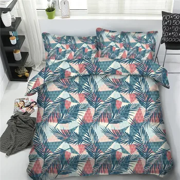 

Pastoral Style Comforter Bedding Set Adults Bed Linen Set Twin Queen Bedclothes 3pcs/set Rainforest Leaves Bed Duvet Cover Set