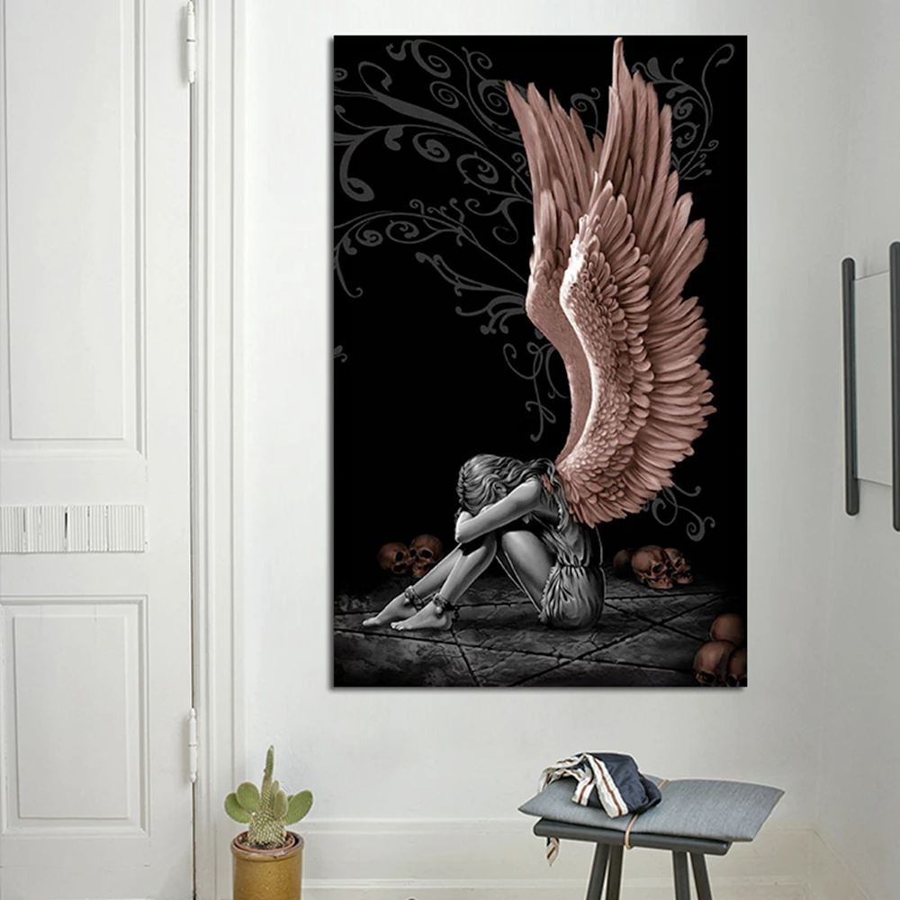 5d Diamond Painting Angels Demons Diamond Embroidery Gray Character Poster Mosaic Wall Diamond Art Picture Home Decoration Diamond Painting Cross Stitch Aliexpress