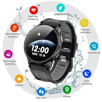 

For Android IOS L6 IP68 Waterproof Smart Watch Fitness Tracker Heart Rate Monitor Smart Whatch Men Women Smartwatch