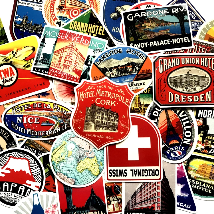 

50 Pcs Retro 1960 Series Stickers For Notebook PC Skateboard Bike Car Motorcycle DIY Waterproof Decal Sticker