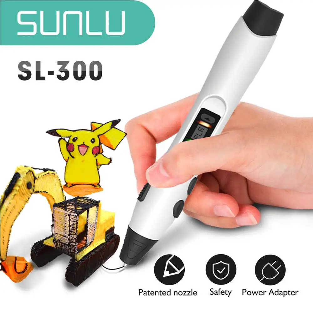 

SUNLU 2019 New 3d Pen With Hot Sale Sunlu Sl300 Led Display For Diy Pla Abs Creative Imagination White Color 3d pen pla