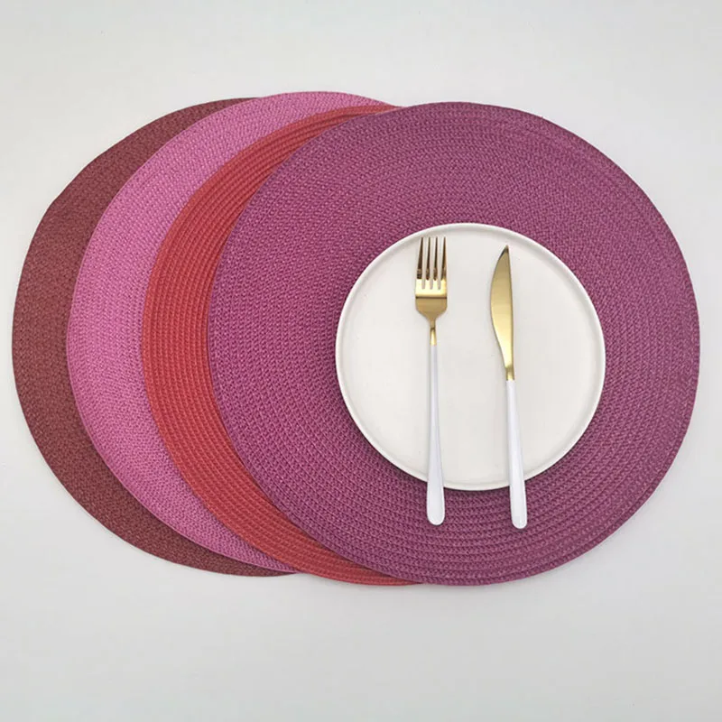 PP Material Placemats Hand Woven Table Mats Nordic Simple Plates Bowl