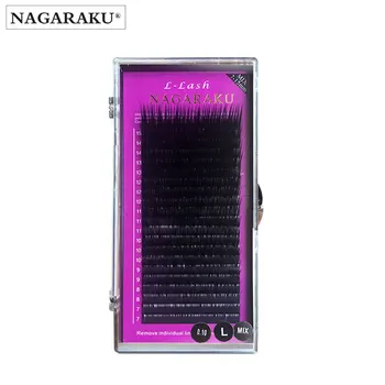 

NAGARAKU L curl 7-15mm Mix 20 Lines Synthetic Mink Eyelash Extension Straight Eyelash Make Up Beauty Matte Color babylashes