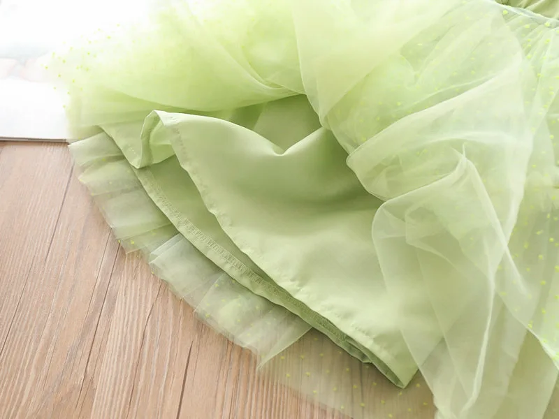 Юбка для девочек; весна г.; Новинка; сетчатая детская юбка в горошек; одежда для маленьких девочек