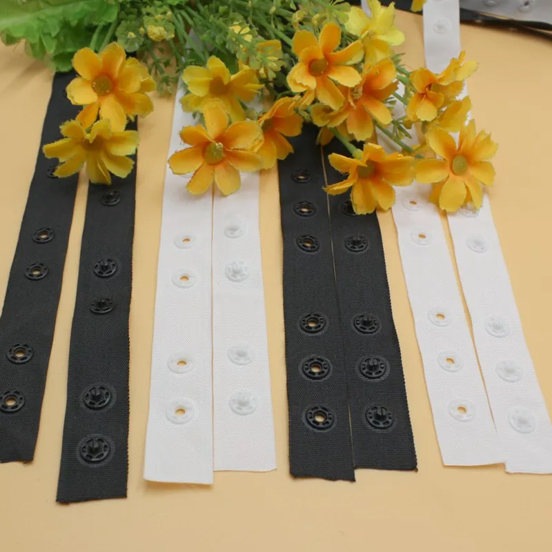 2 /5yards/lot snap buttons tapes snaps Ribbon Mixed Black White Stud Cloth Diaper fabric tape buttons 4