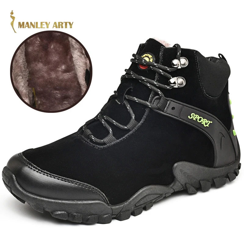 

Men Boots Winter Men Plus Velvet Sneakers Casual Snow Boots Thickened Warmth Bandage High Top Boarding Outdoor High Top Shoes