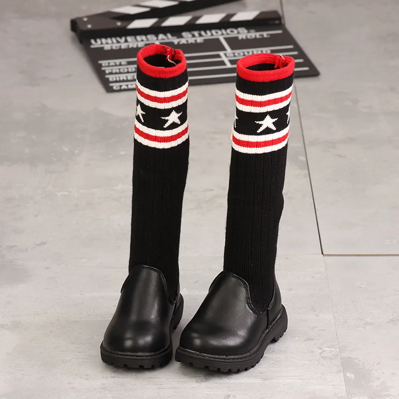 

Spring and Autumn Girls Over the Knee Boots Children's Boots Children Knit Baby Fashion Slip boots