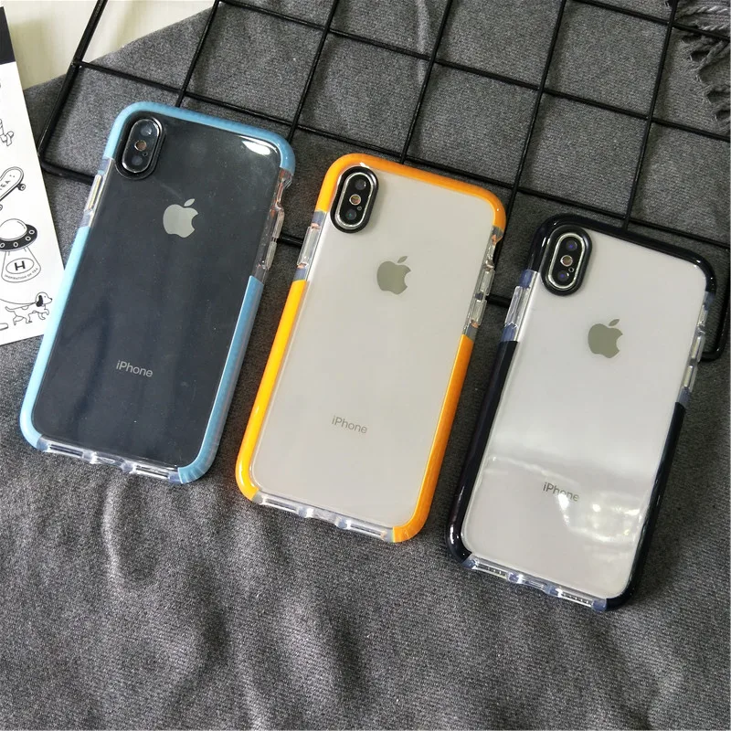

Simple Transparent Phone Case for Iphone X XR Case XS Max Sports Style TPU Case for Iphone 6 6s 7 8 Plus Candy Colors Back Cover