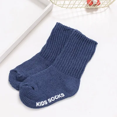 Новое поступление, милые мягкие хлопковые носки для новорожденных зимние Нескользящие дышащие носки детские теплые шерстяные носки средней длины для От 1 до 3 лет - Цвет: Blue