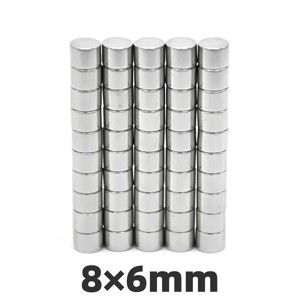 50/100/200 штук 8x6 мм супер сильные круглые магниты из мощного сплава ndfeb магниты 8*6 мм