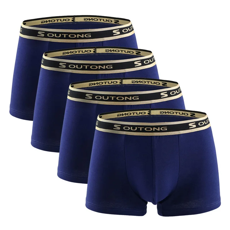 royal blue 4pcs Мужское нижнее белье, боксеры, хлопковые мягкие трусы с заниженной талией, дышащие, Cueca, боксеры Para Hombre, сексуальные мужские шорты, Calzoncillo Hombre - Цвет: royal blue 4pcs