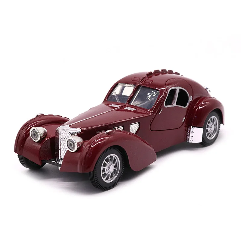 

Retro Bugatti 57SC Atlantic 1:28 Metal Vehicle Diecast Pull Back Cars Model Toy Collection Xmas Gift