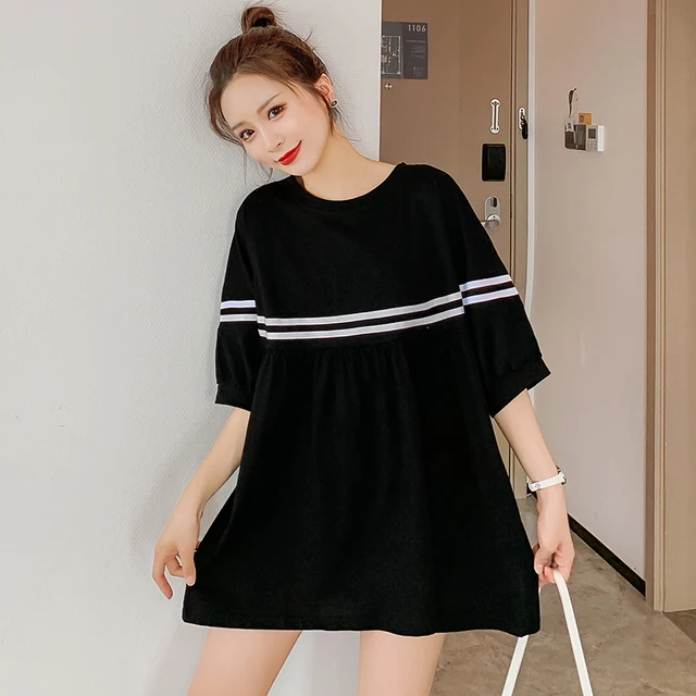 116# Summer Large Size Loose Maternity T Shirt Korean Fashion Tunic Clothes for Pregnant Women Cotton Pregnancy Tees Tops 4
