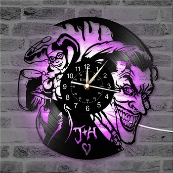 

Joker Clock 12-Inch Vinyl Record Wall Clock | Home Decor Ideal Gifts for Friends|Hanging Night Lamp 7 Color Lighting LED Clock.