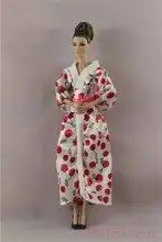 Japanese Robe Traditional Kimono Clothes For Barbie Doll Dress Long Yukata Cosplay Costume 1/6 BJD Dolls Playhouse Toys Kid Gift