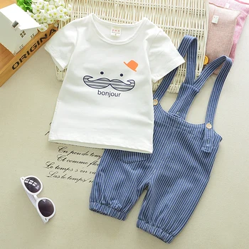 

Children Casual Cute Beard T-Shirt Stripe Shorts 2Pcs/Sets Kids Fashion Suits Summer Baby Girls Boys Clothes Cotton Tracksuits