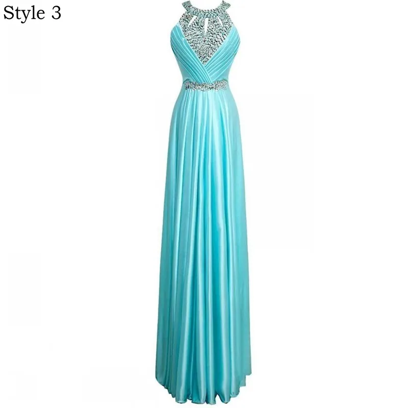 [Clearance Sale] Chiffon Long Evening Dress Formal Dresses Evening Gown Elegant Beaded Boidce with Zipper Back - Цвет: Style 3