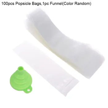 

100 Bags Disposable DIY Ice Po.p Molds Bags with Foldable Funnel Free Zip-Top Ice Po.psicle Pouch for Yogurt Ice Candy