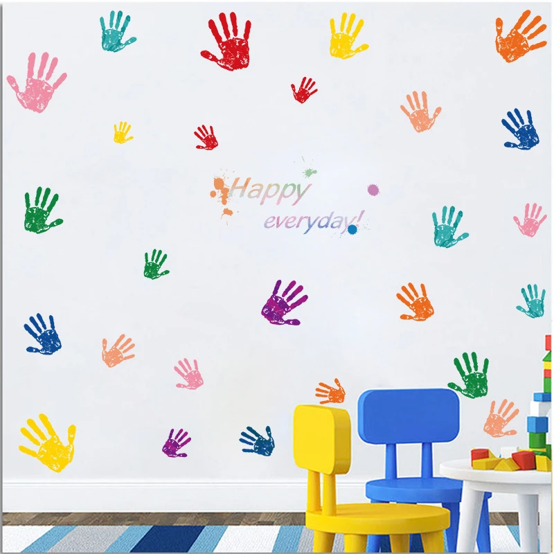 Colorful Creative Cute Handprint Wall Stickers For Kids Room Baby