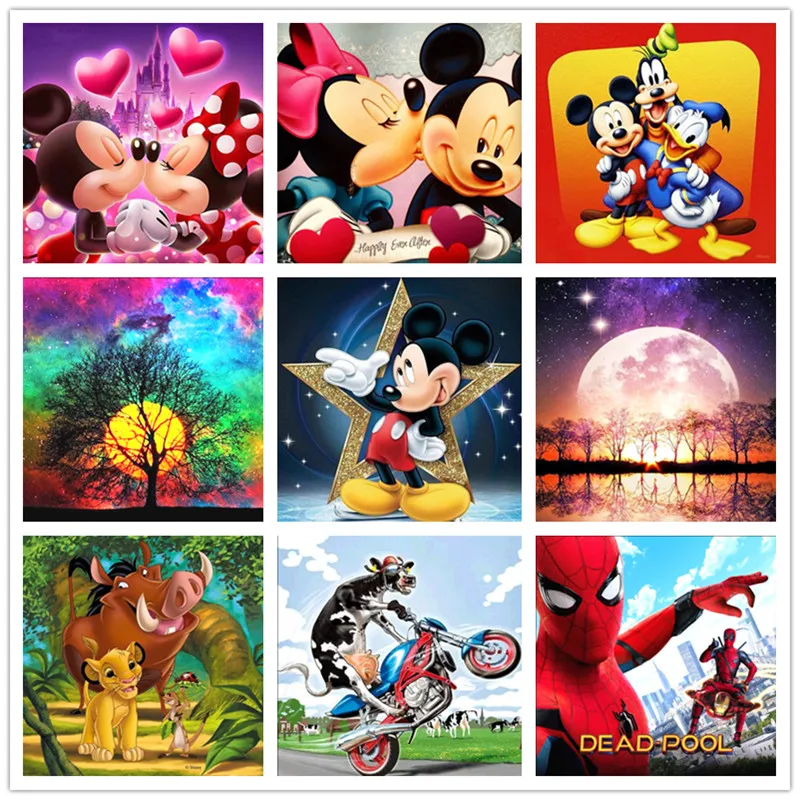 

New 5D DIY Diamond Painting Cartoon Mickey Mouse Diamond Embroidery Round Rhinestone Painting Decoration