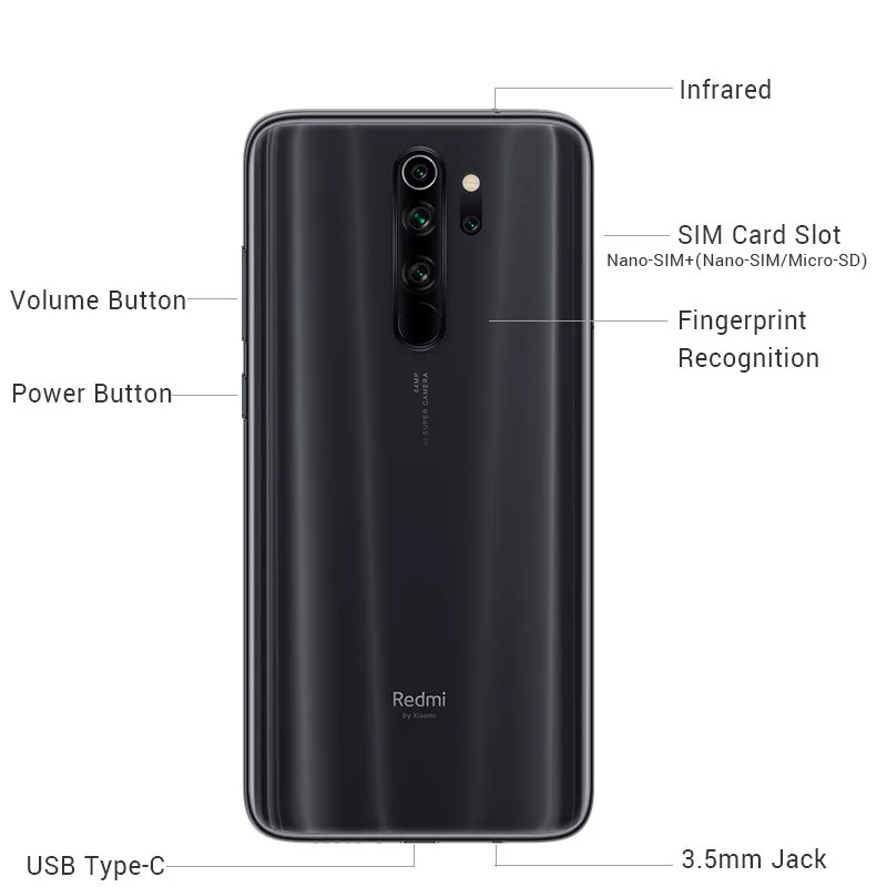 In Stock! Global ROM Xiaomi Redmi Note 8 Pro 6GB 64GB Smartphone 64MP Quad Camera Helio G90T Octa Core 4500mAh Battery NFC