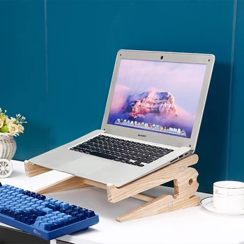 Universal Wood Laptop Stand For Desk 10 17 inch Macbook Air Pro 13 15 Storage Detachable